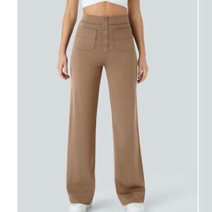 HALARA High-Rise Wide Leg Pants in Taupe